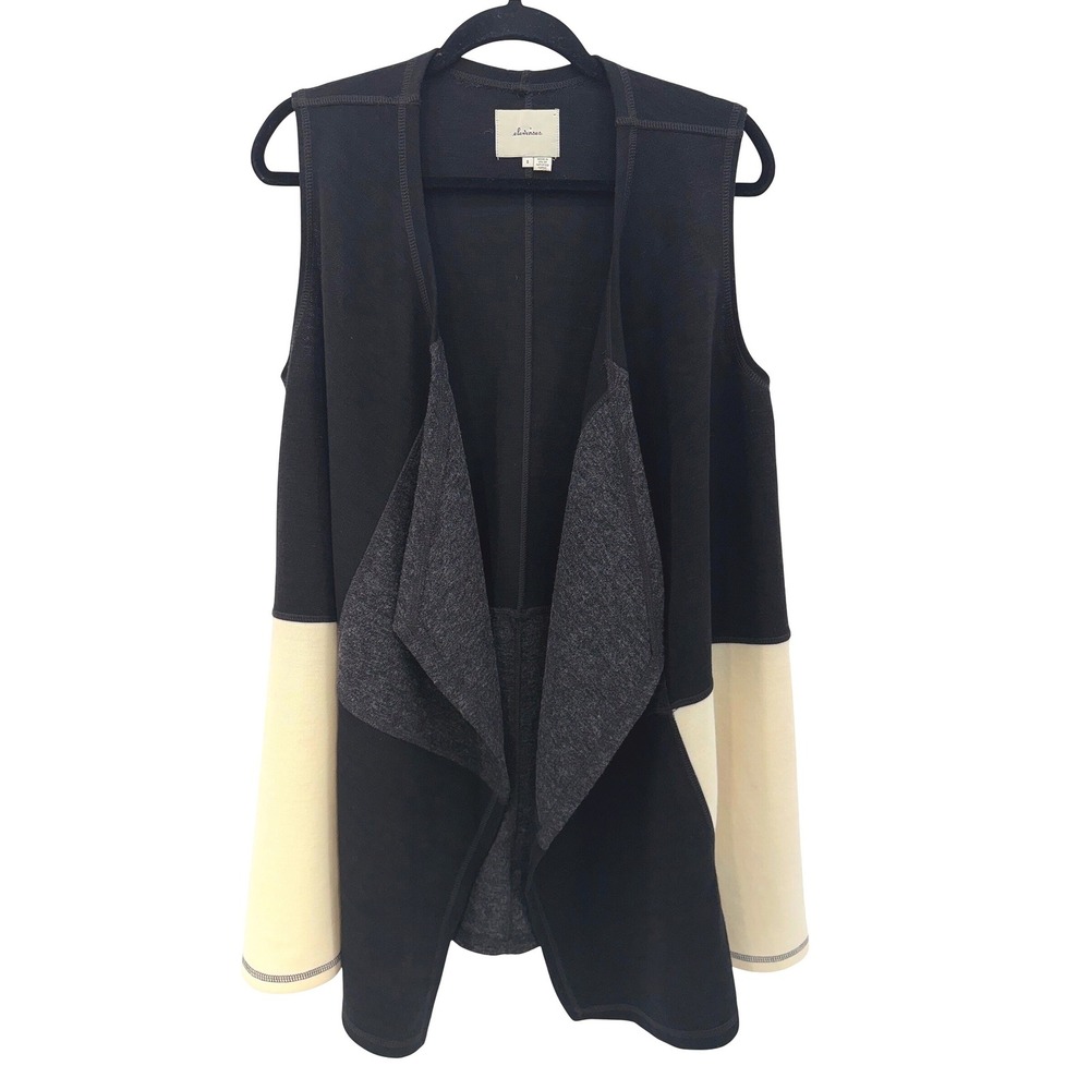 Anthropologie Elevenses Draped Waterfall Vest S Colorblock Chic‎ Quiet Luxury